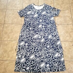Blair Boutique Blue and White Floral Midi Cotton Sundress Resort Wear. Size XL